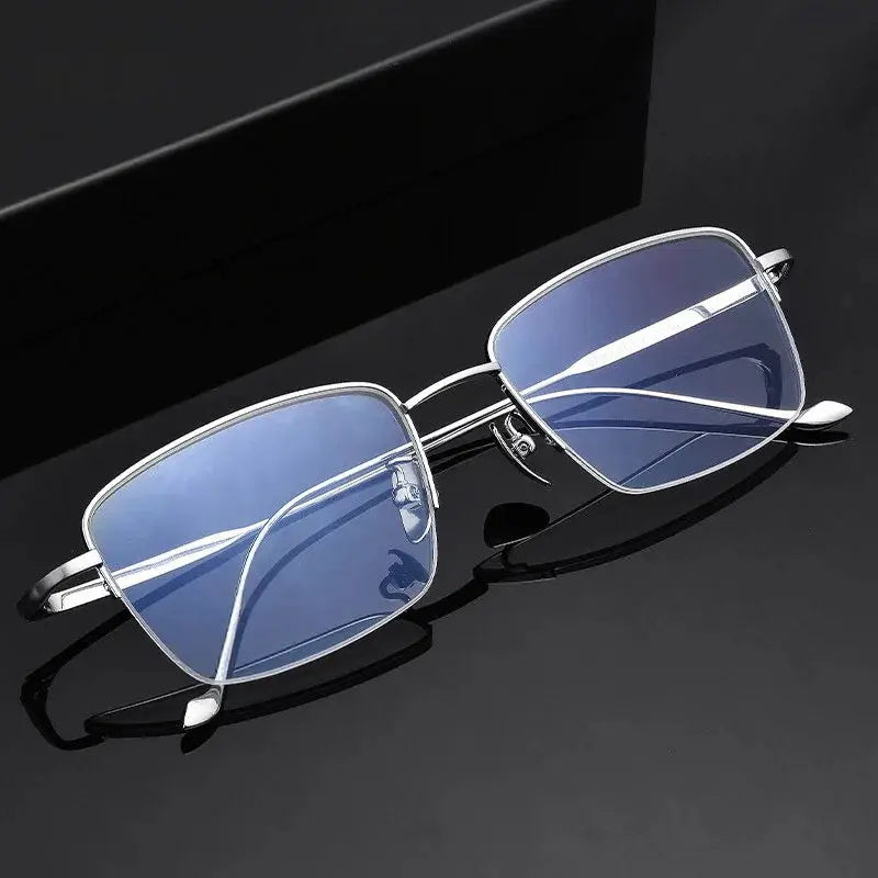 Gmei 220420 Mens Semi Rim Polygon Square Titanium Frames — view 1 | Gmei Optical at FuzWeb