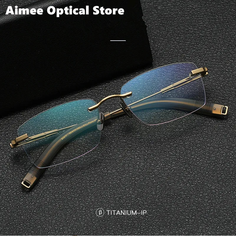 Aimee Unisex Rimless Square Titanium Eyeglasses 80817