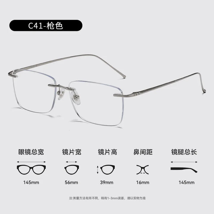 Bclear Unisex Rimless Polygon Square Titanium Eyeglasses 694547
