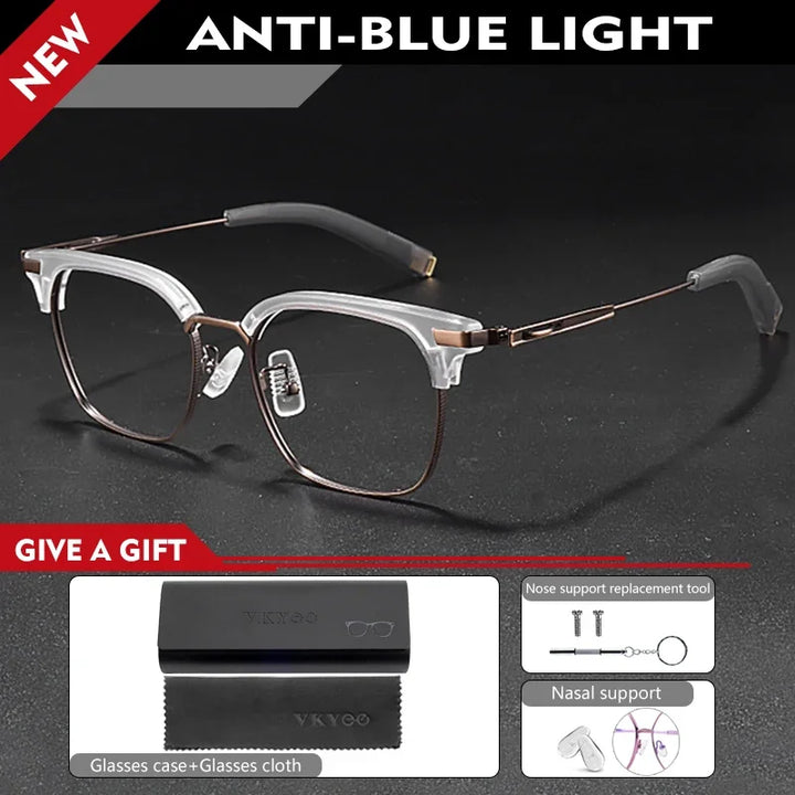 Vicky Unisex Full Rim Square Titanium Acetate  Reading Glasses 814107