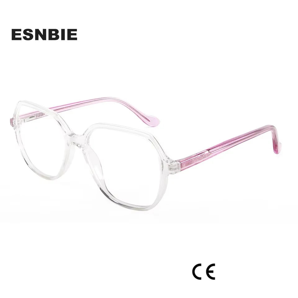 Esnbie Unisex Full Rim Flat Top Square Acetate Eyeglasses 24020 Full Rim Esnbie   