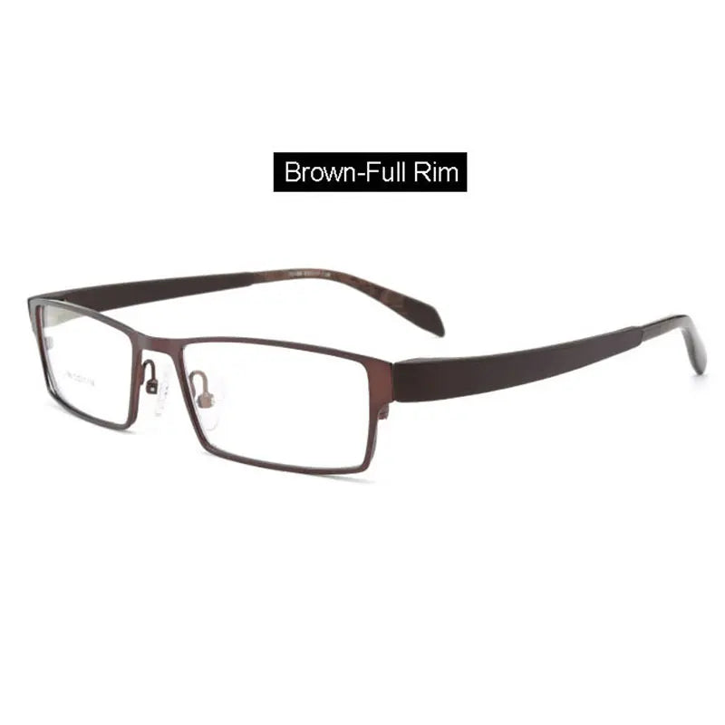 Hotony Men's Full Semi Rim Square Tr 90 Alloy Eyeglasses 1711 Full Rim Hotony Brown Full-Rim  