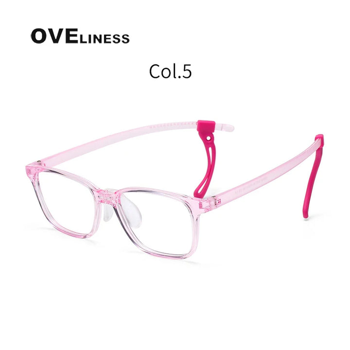 Oveliness Unisex Youth's Full Rim Square Tr 90 Titanium Eyeglasses 50939 Full Rim Oveliness pink c5  