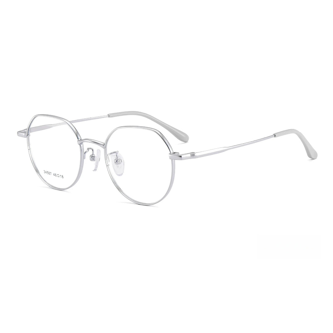 Yimaruili Unisex Full Rim Flat Top Polygon Alloy Eyeglasses Y34587 Full Rim Yimaruili Eyeglasses Silver  