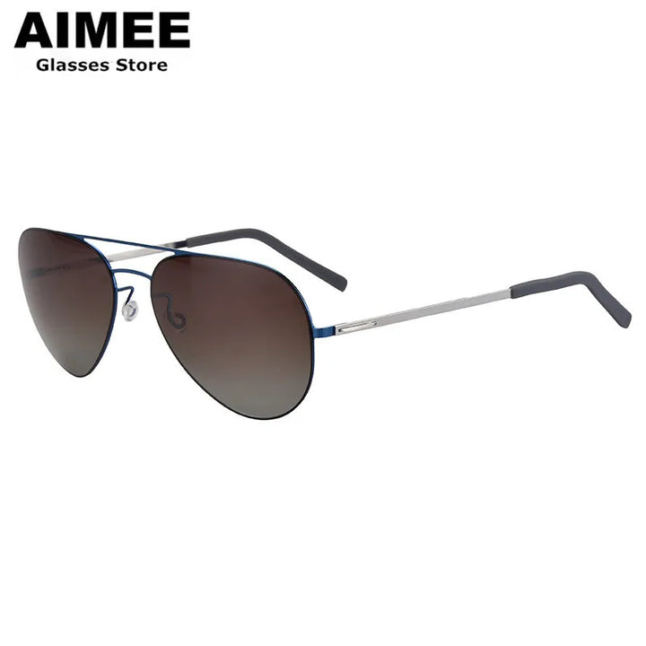Aimee Women's Full Rim Oval  Double Bridge Titanium Sunglasses 198001