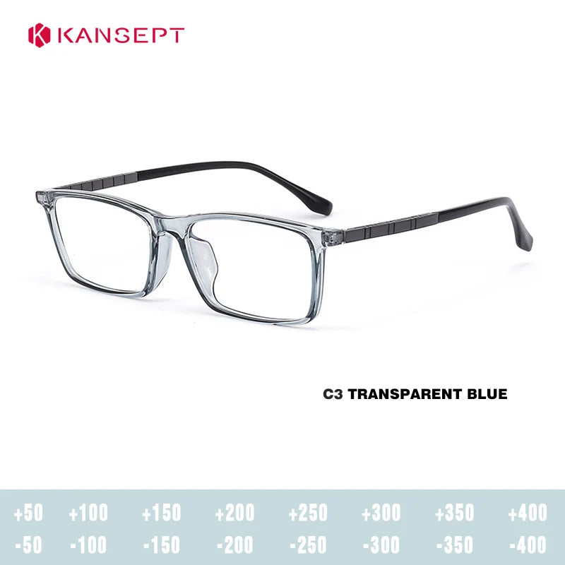 Kansept Unisex Full Rim Square Tr 90 Titanium Reading Glasses 86085