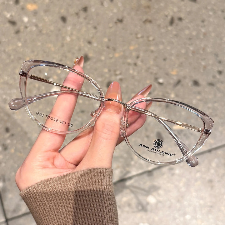 Yimaruili Women's Full Rim Round Cat Eye Tr 90 Alloy Eyeglasses 361606