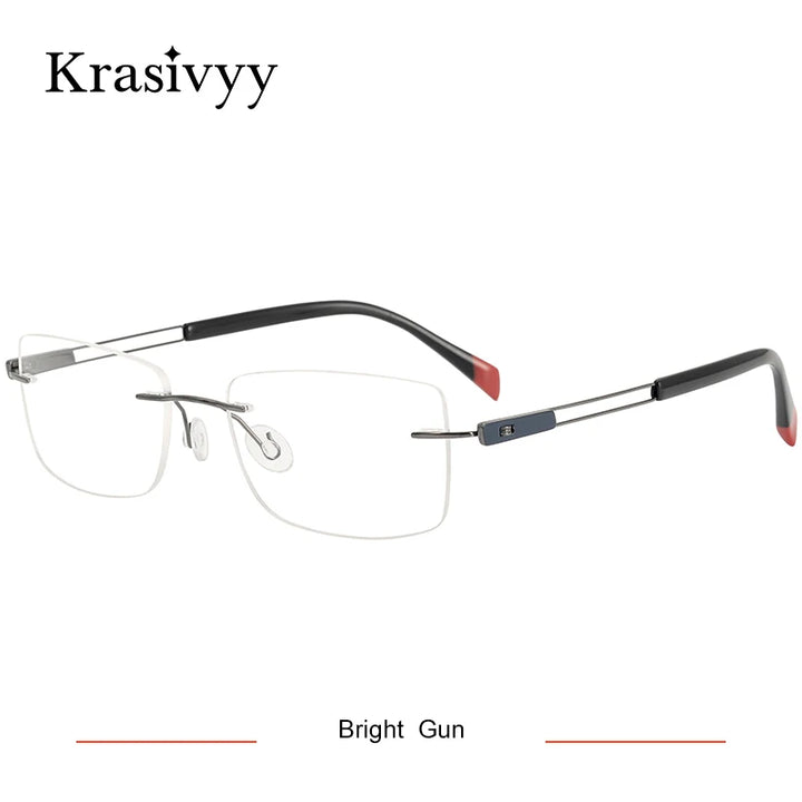 Krasivyy Unisex Rimless Square Screwless Titanium Eyeglasses 5006 Rimless Krasivyy Bright Gun  