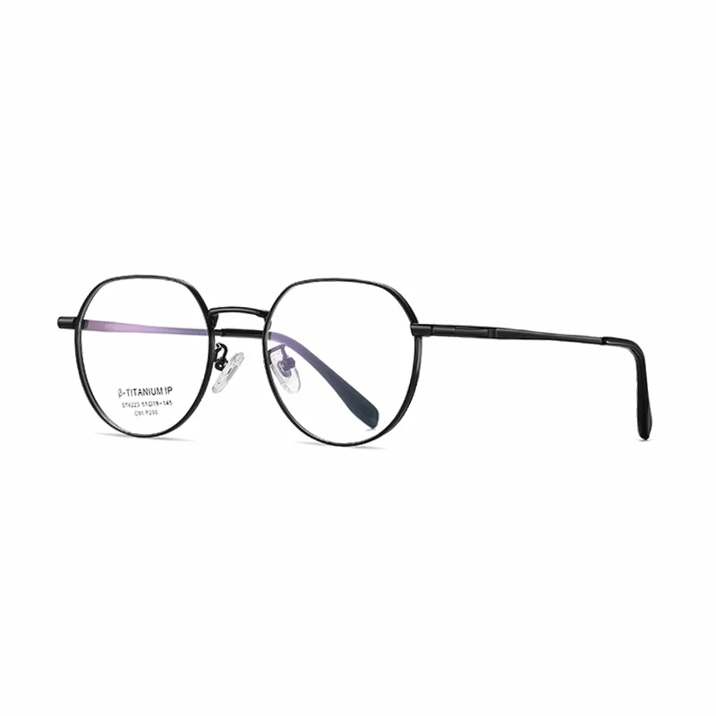 Ralferty Women's Full Rim Polygon Titanium Alloy Eyeglasses R6223 Full Rim Ralferty C91 Matt Black CN 