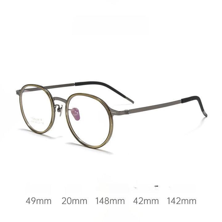 Momoja Unisex Full Rim Flat Top Round Titanium Tr 90 Eyeglasses 26061