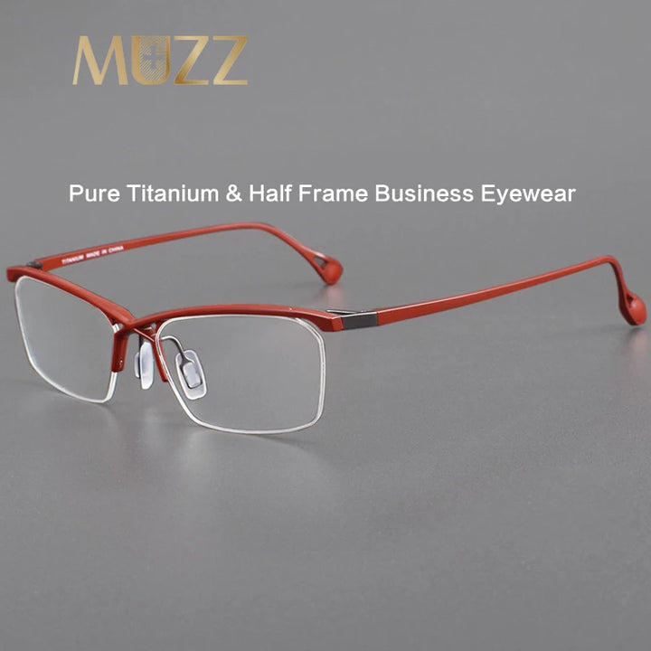 Muzz Mens Semi Rim Rectangle Titanium Eyeglasses 222 Semi Rim Muzz   