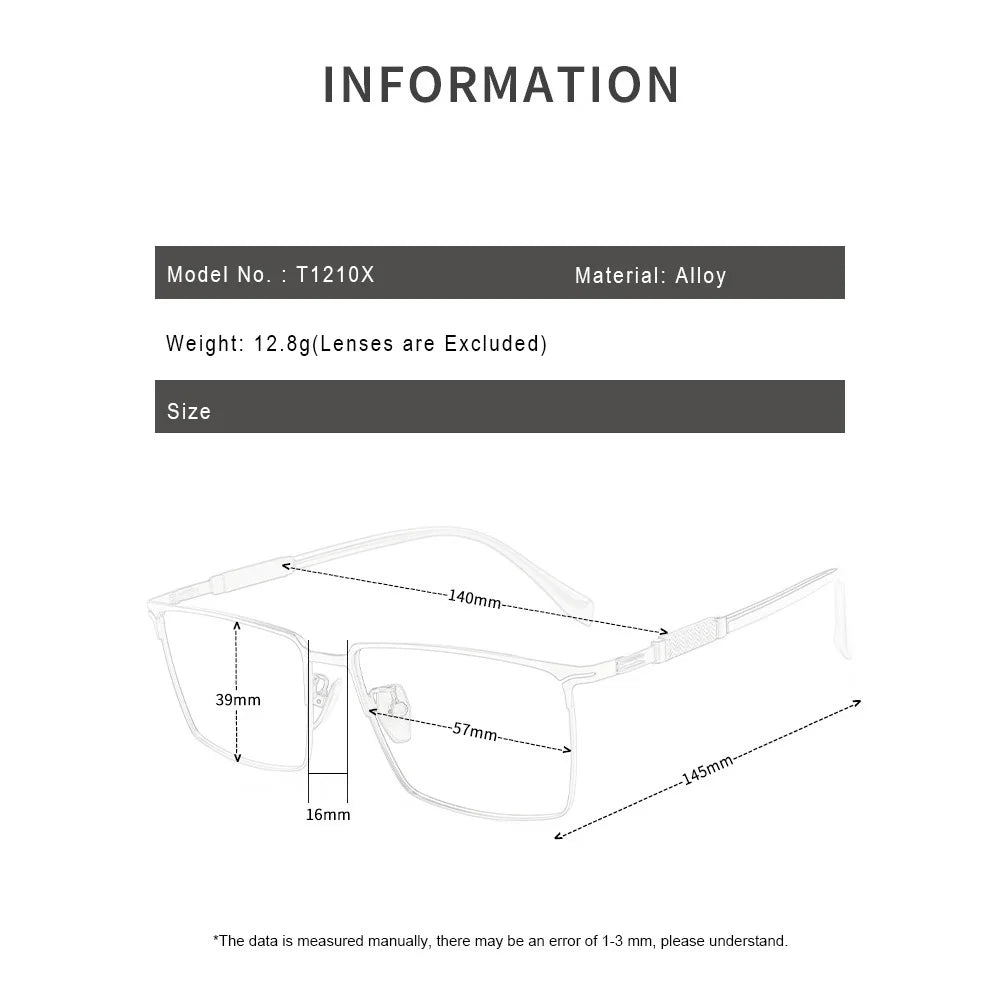 Gmei Optical T1210X men's square alloy prescription eyeglasses — view 2