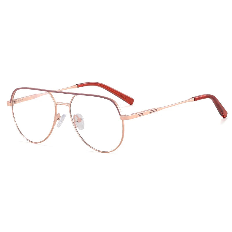 CCspace Unisex Full Rim Round Double Bridge Alloy Reading Glasses R57523 Reading Glasses CCSpace +500 Bean 