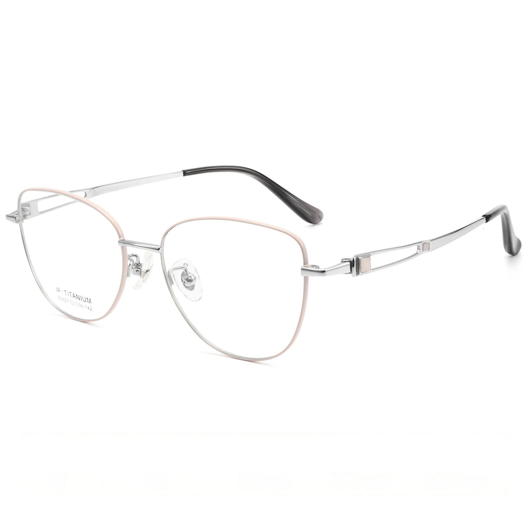 Yimaruili Unisex Full Rim Cat-Eye Pure Titanium Eyeglasses 80927 — view 3 | Yimaruili at FuzWeb