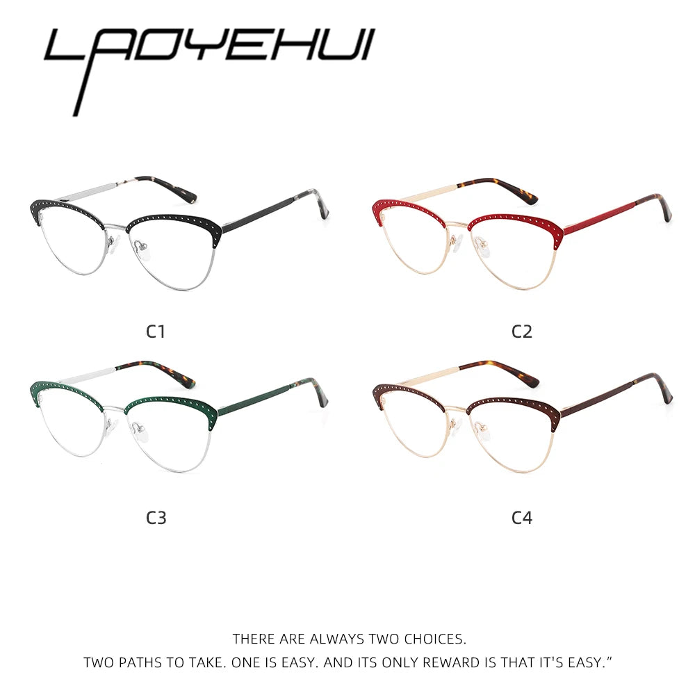 Laoyehui Women's Full Rim Square Cat Eye Alloy Reading Glasses 8867 Reading Glasses Laoyehui   