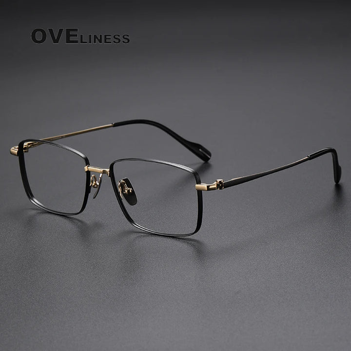 Oveliness Men's Full Rim Square Polygon Titanium Eyeglasses 81014