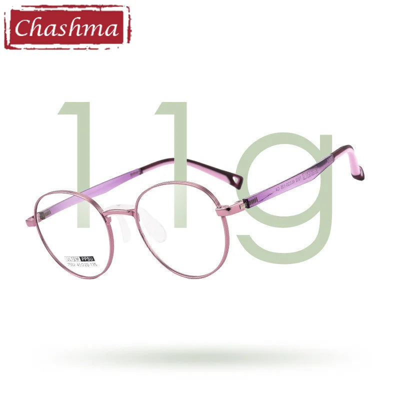 Chashma Ottica Unisex Youth Full Rim Round Stainless Steel Eyeglasses 7502 Full Rim Chashma Ottica   