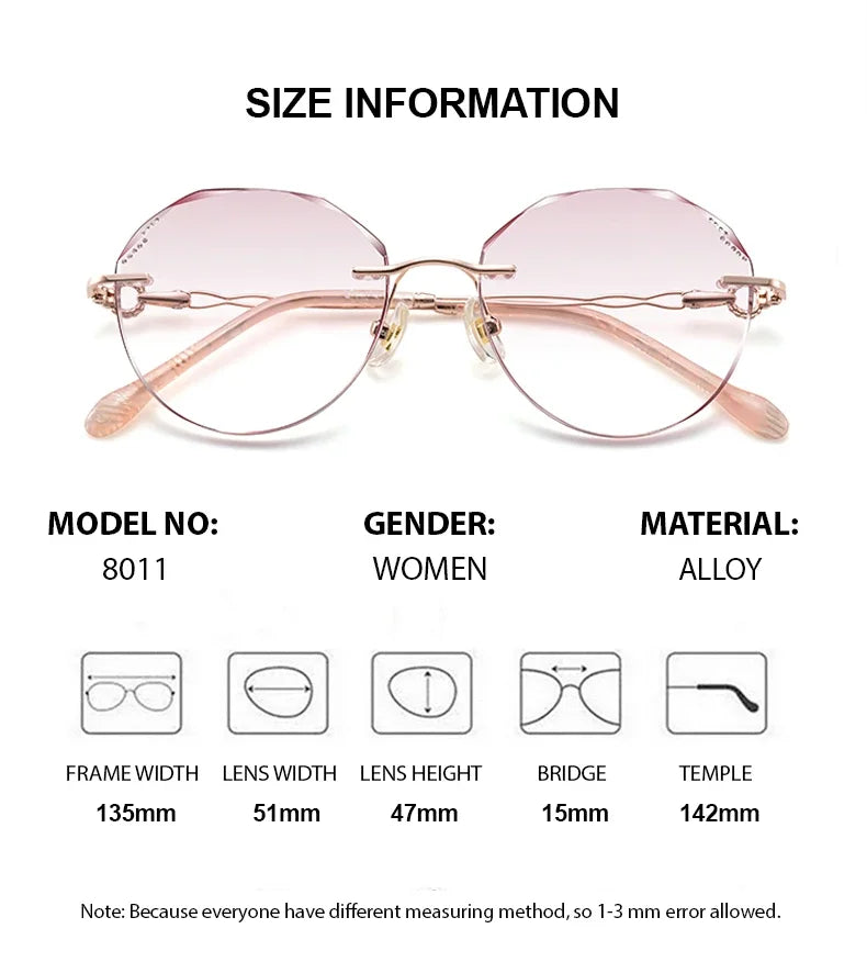 Summer Flower Women's Rimless Flat Top Oval Titanium Eyeglasses 80114
