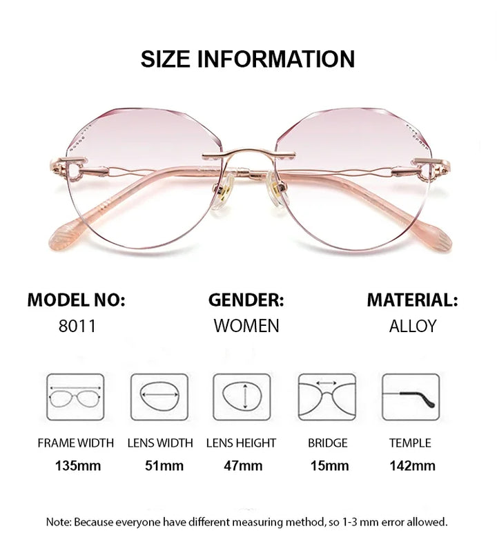 Summer Flower Women's Rimless Flat Top Oval Titanium Eyeglasses 80114