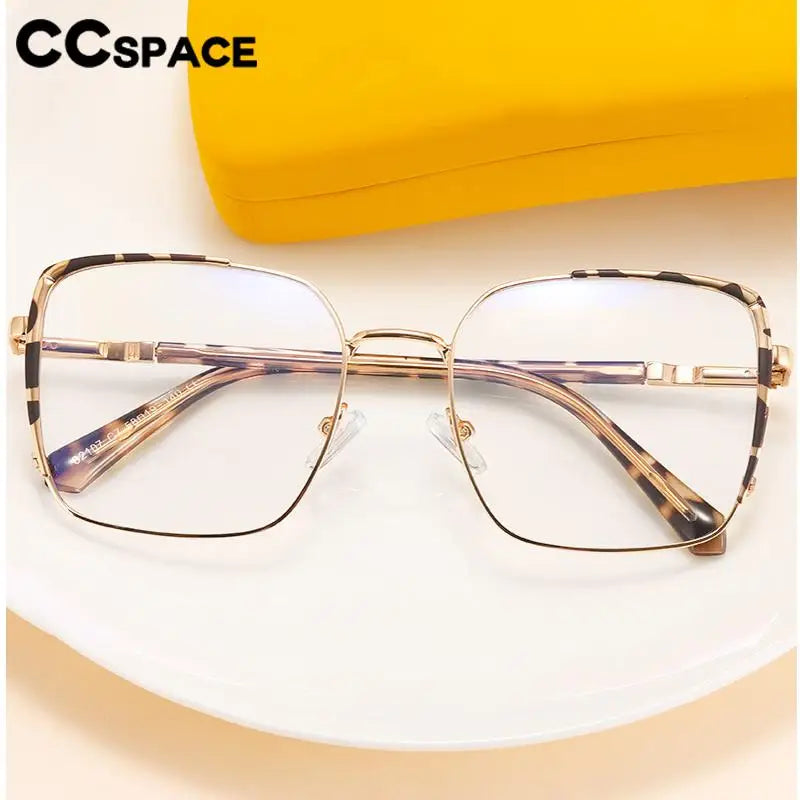 CCspace Women's Full Rim Oversize Square Alloy Eyeglasses 57184 Full Rim CCspace   