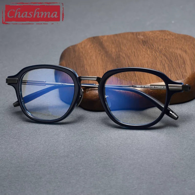 Chashma Unisex Full Rim Oval Square Acetate Titanium Eyeglasses 778828