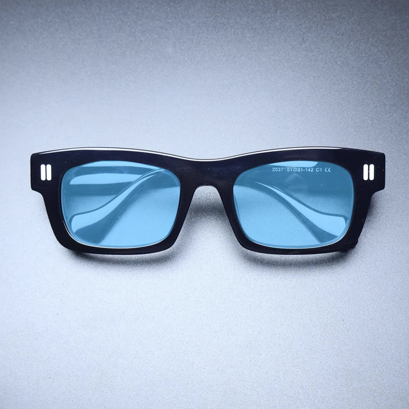 Gatenac Unisex Full Rim Square Acetate Polarized Sunglasses M004 Sunglasses Gatenac Black Blue  