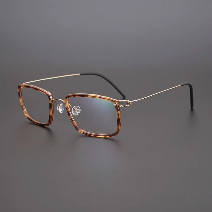 Black Mask Unisex Full Rim Rectangle Titanium Acetate Eyeglasses 5039 Full Rim Black Mask Tortoise-Gold  