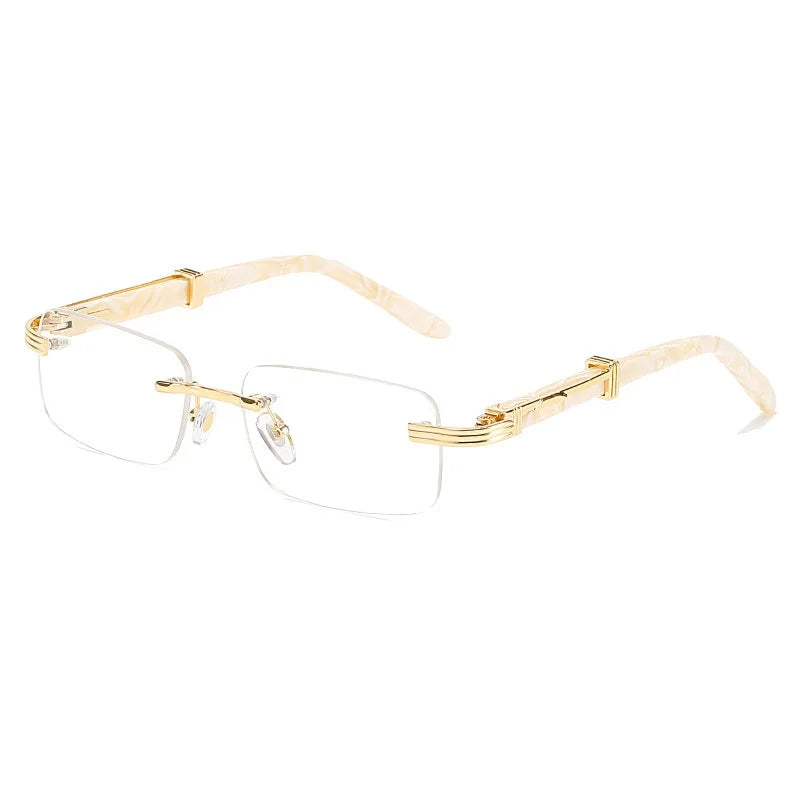 Cubojue Men's Rimless Square Alloy Acetate Eyeglasses 58026 Reading Glasses Cubojue M8 gold