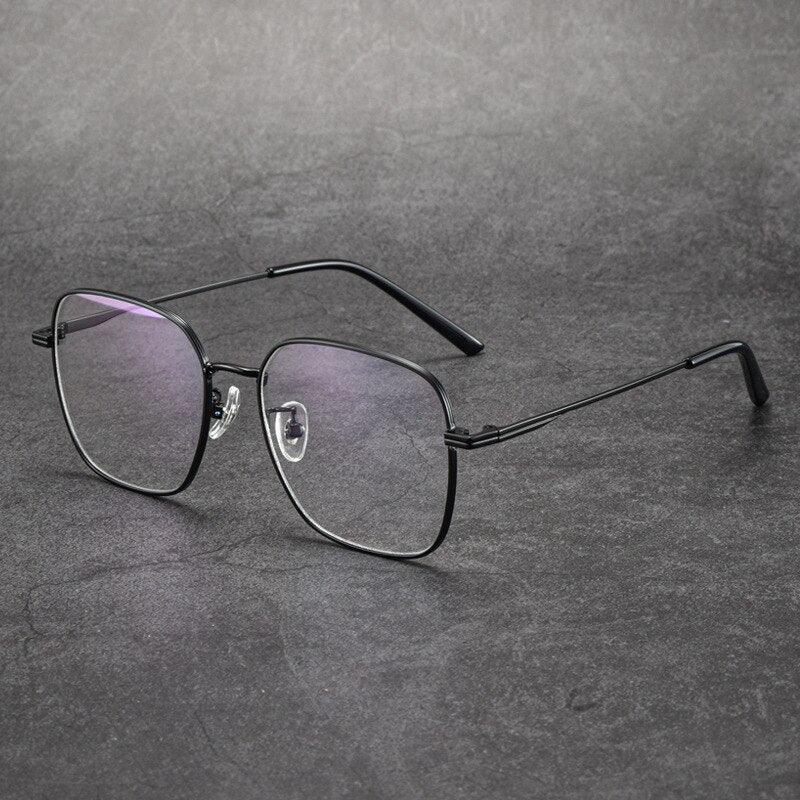 KatKani Unisex Full Rim Square Small Titanium Alloy Eyeglasses 1821 Full Rim KatKani Eyeglasses Black  