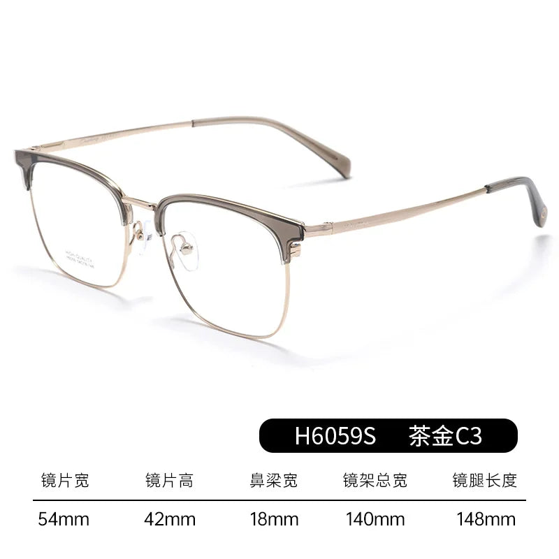 Bclear Unisex Full Rim Square Brow Line Titanium Eyeglasses 16059