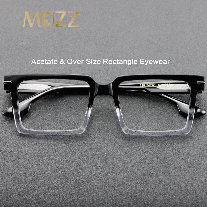 Muzz Men's Full Rim Large Square Acetate Eyeglasses 528 Full Rim Muzz   