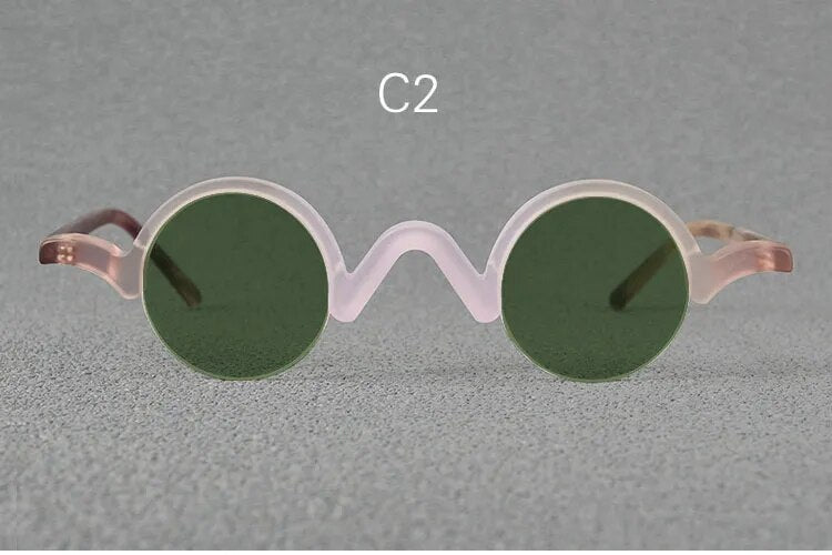 Yujo Unisex Semi Rim Round Acetate Polarized Sunglasses 35mm Sunglasses Yujo C2 China 