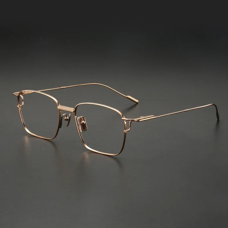 Aror Men's Full Rim Irregular Square Titanium Eyeglasses 10141 Full Rim Aror Gold