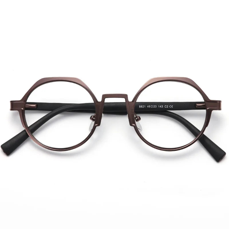 Muzz Women's Full Rim Flat Top Round Alloy Eyeglasses 88214