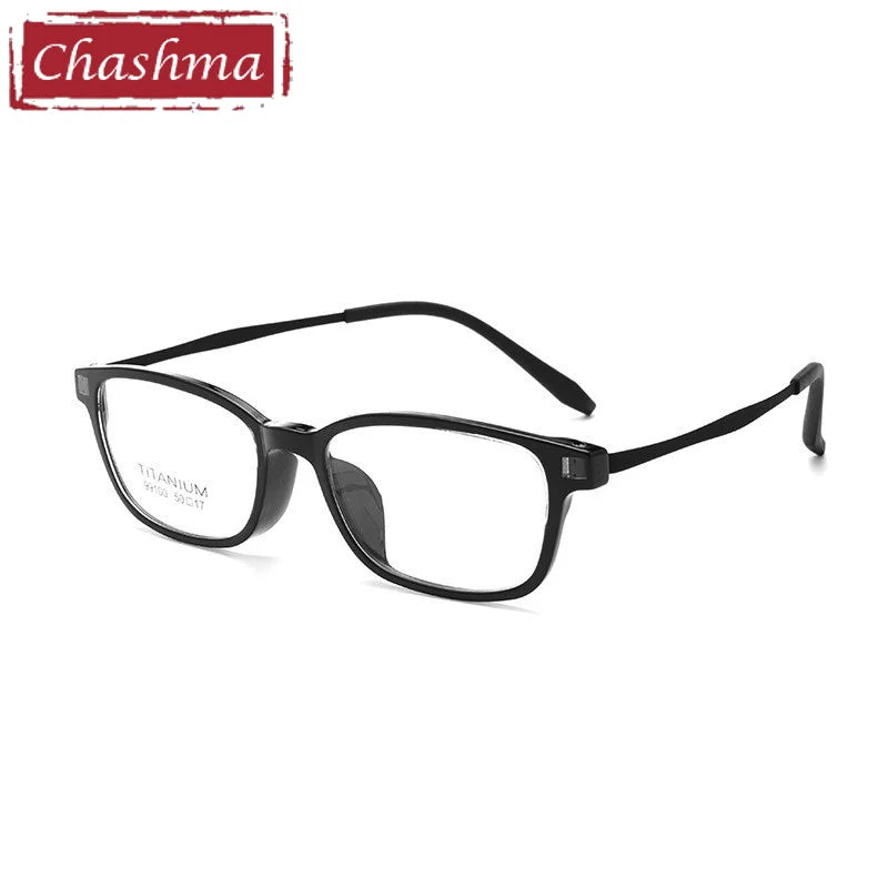 Chashma Ottica Unisex Youth's Full Rim Square Tr 90 Titanium Eyeglasses 99100 Full Rim Chashma Ottica Black  