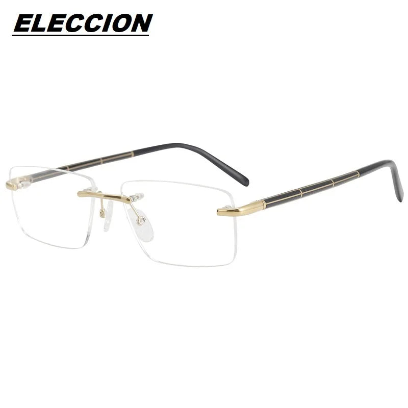 Eleccion Unisex Rimless Square Titanium Eyeglasses 16069