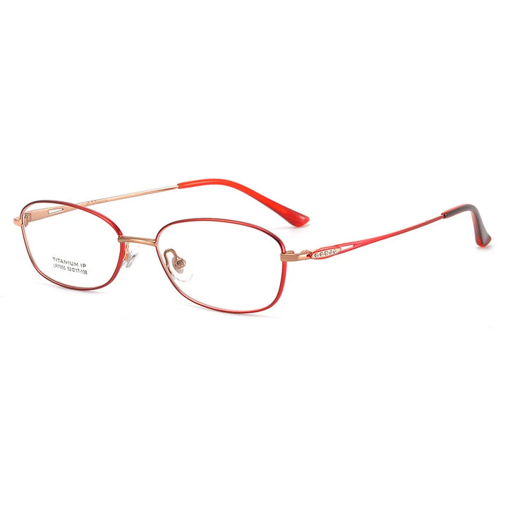 Bclear Women's Full Rim Oval Titanium Eyeglasses 7955 Full Rim Bclear Wine Red  