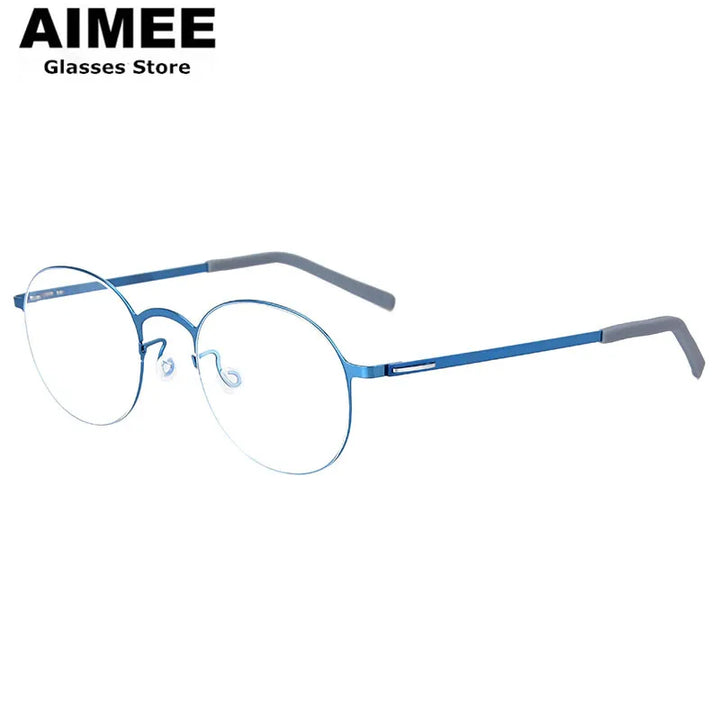 Aimee Women's Full Rim Round Screwless Titanium Eyeglasses 198808