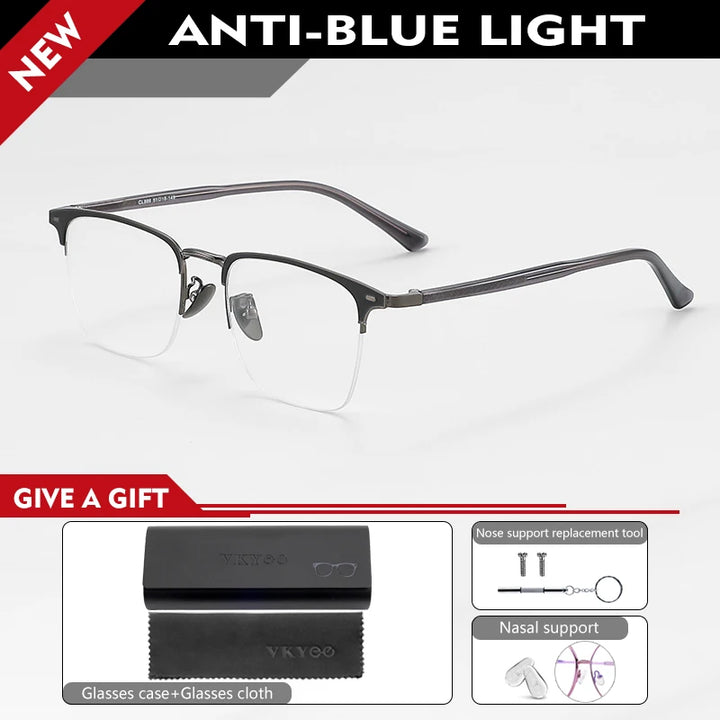 Vicky Unisex Semi Rim Square Aluminum Alloy Reading Glasses 44888 Reading Glasses Vicky +50 888-BLK-GRAY 