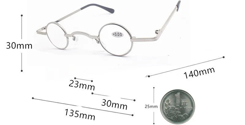 Cubojue Unisex Full Rim Small Round Alloy Reading Glasses 2330 Reading Glasses Cubojue   