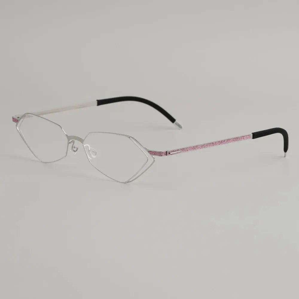 Bobbie 339541 Unisex Screwless Full Rim Polygon Oval Titanium Frames FuzWeb