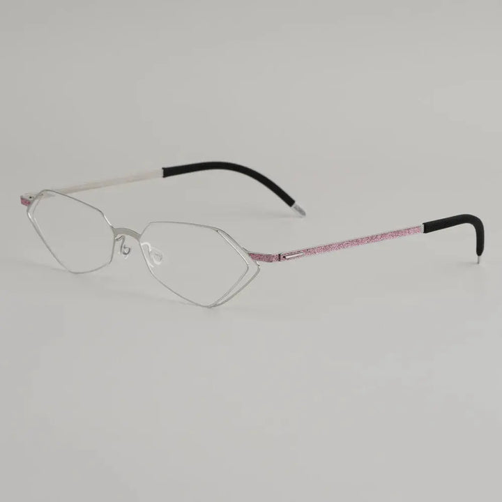 Bobbie 339541 Unisex Screwless Full Rim Polygon Oval Titanium Frames FuzWeb
