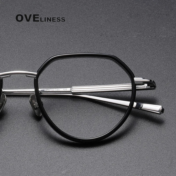 Oveliness Unisex Full Rim Flat Top Round Titanium Acetate Eyeglasses O6701 Full Rim Oveliness   