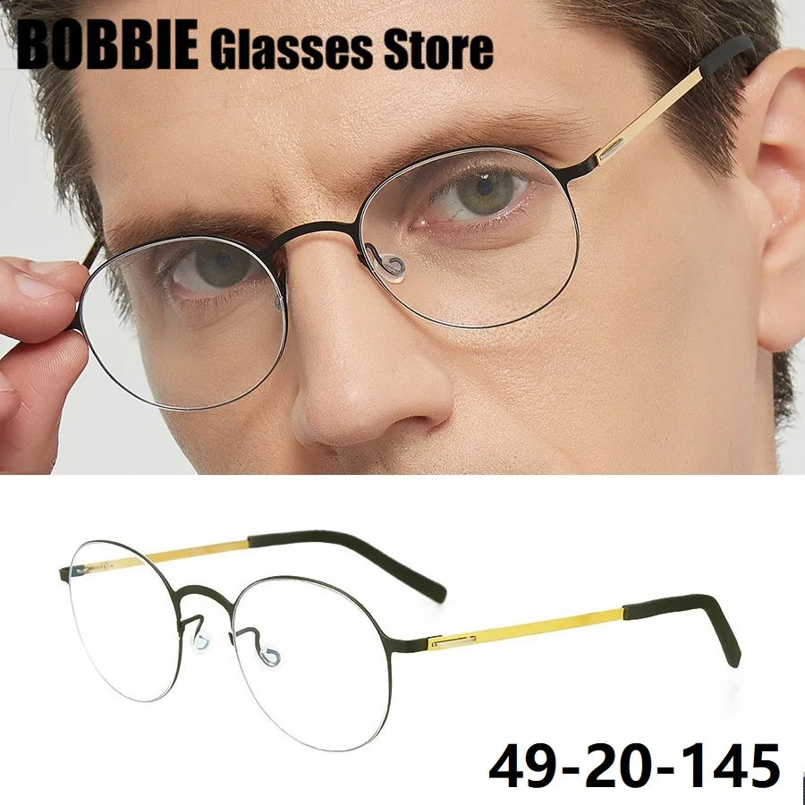 Bobbie Women's Full Rim Round Screwless Titanium Eyeglasses 688083