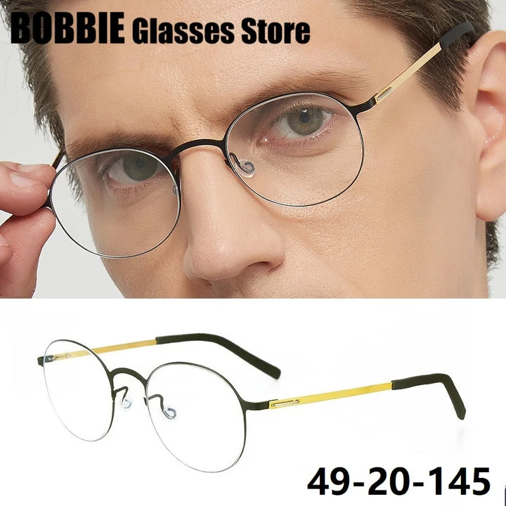 Bobbie Women's Full Rim Round Screwless Titanium Eyeglasses 688083