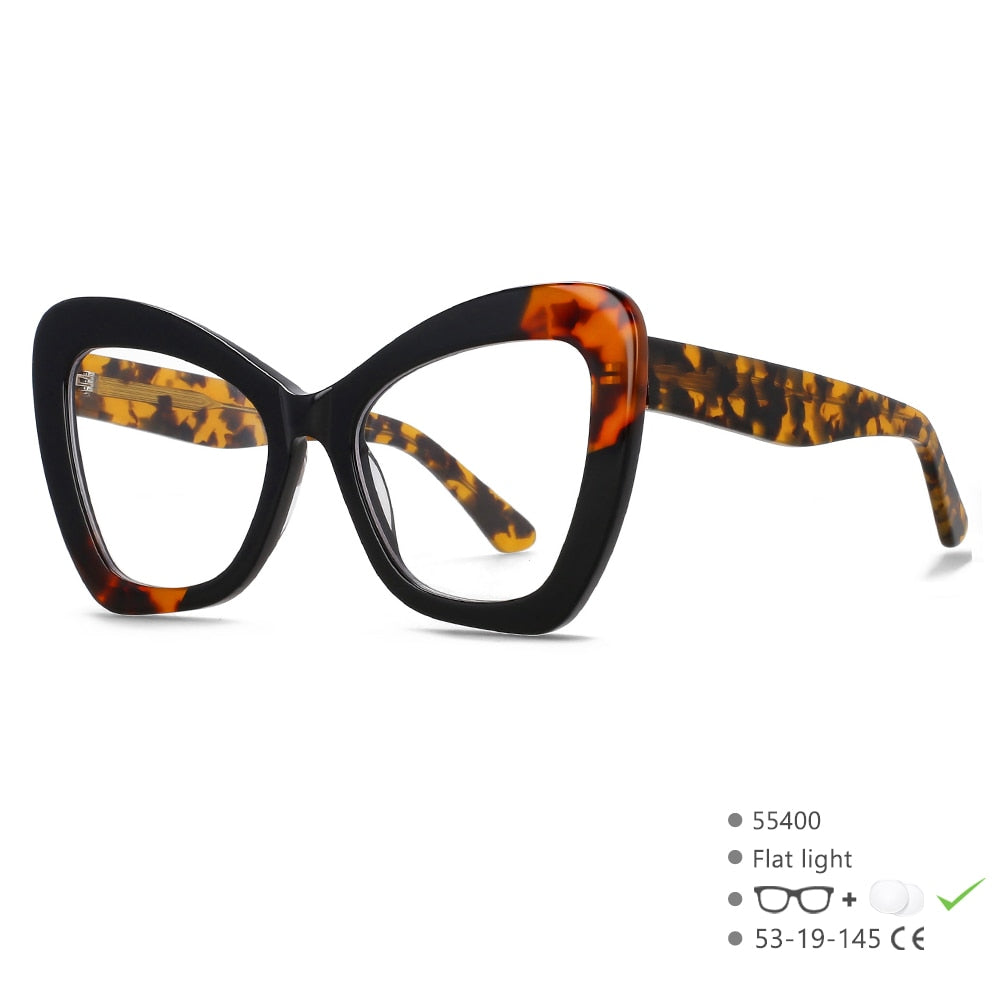 CCSpace Women's Ful Rim Square Cat Eye Acetate Eyeglasses 55400 Full Rim CCspace Black China 