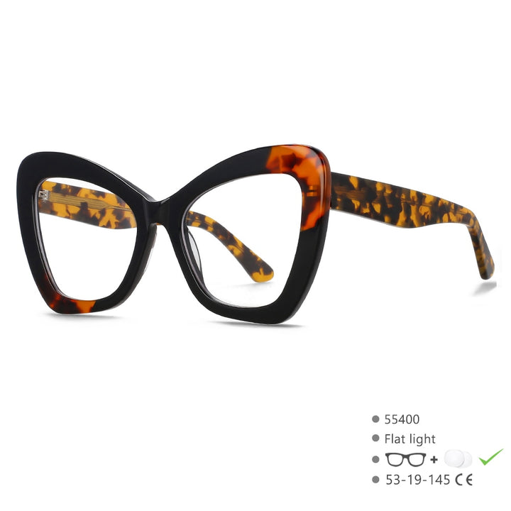 CCSpace Women's Ful Rim Square Cat Eye Acetate Eyeglasses 55400 Full Rim CCspace Black China 