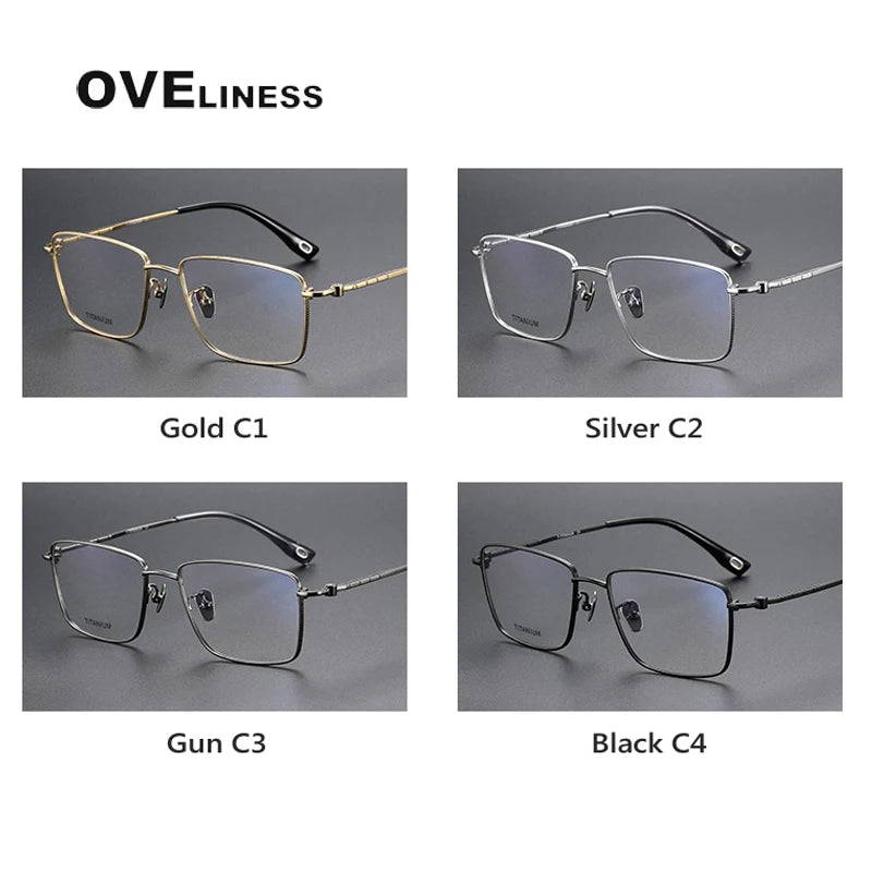 Oveliness Men's Full Rim Square Titanium Eyeglasses 80906 Full Rim Oveliness   