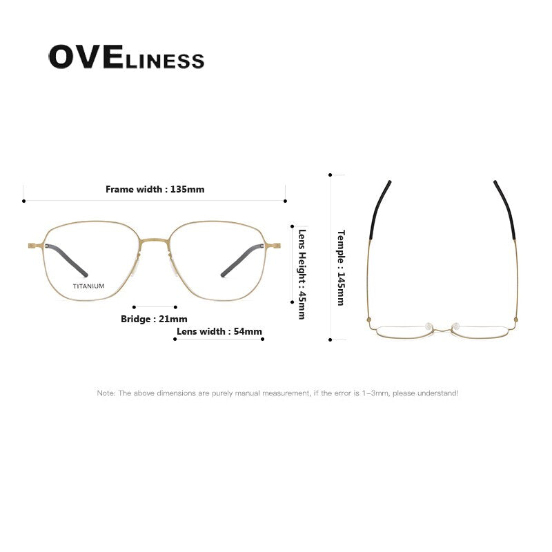 Oveliness Unisex Full Rim Square Screwless Titanium Eyeglasses 5505 Full Rim Oveliness   