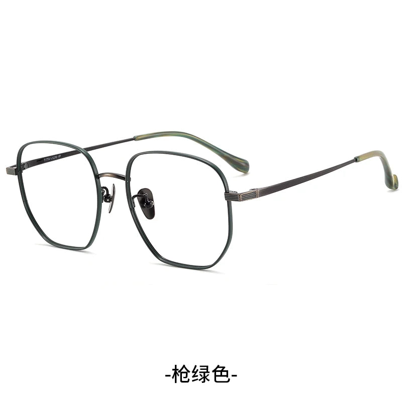 Bclear Unisex Full Rim Polygon Oval Titanium Eyeglasses 386683